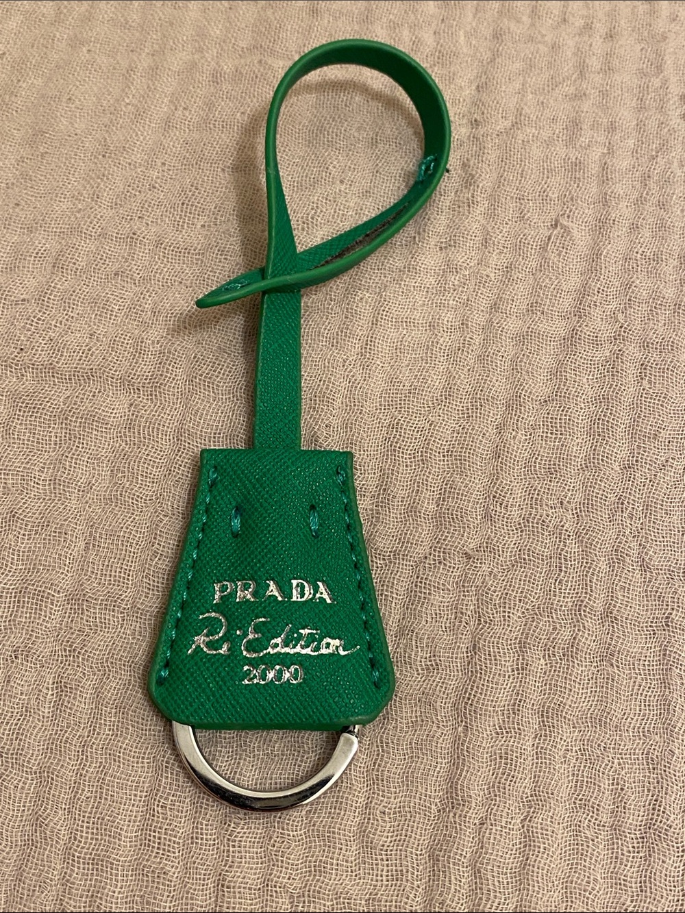 Prada Green Saffiano Re-Edition 2000 Keyring